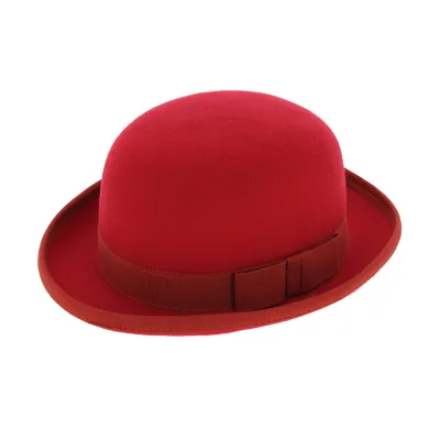 Chapeau melon - Rouge feutre laine Reference : 4869 | Chapellerie Traclet