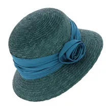 Petrol straw cloche hat Reference: 4681 | Traclet Hat Shop