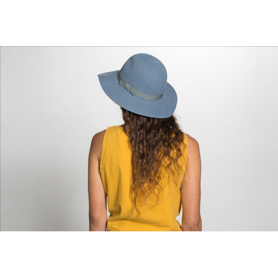 Dalila Wide-Brimmed Wool Felt Hat Blue-Gray - Brixton