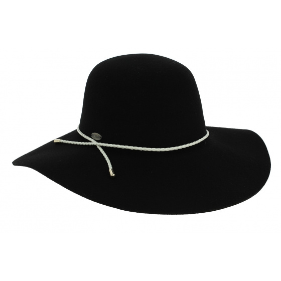 Lynette Wide-Brimmed Wool Felt Hat Black - Rigon Headwear