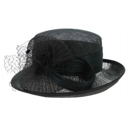 Black ISA Straw Banquière Style Ceremonial Hat - Traclet