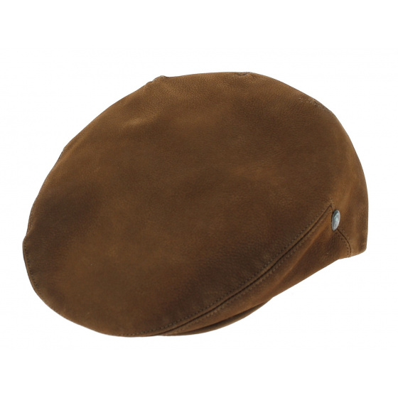 Flat Caramel Leather Cap