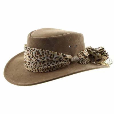 Chapeau Australien cuir femme Marron - Jacaru Reference : 6951 | Chapellerie Traclet