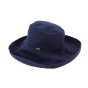 Navy fabric wide-brimmed hat