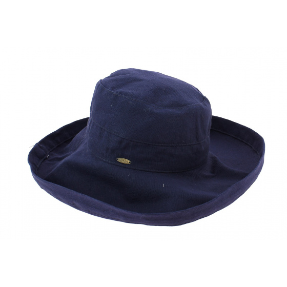 Navy fabric wide-brimmed hat