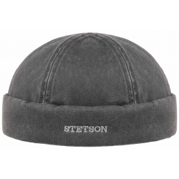 Quimper Docker Cap Black Cotton - Stetson