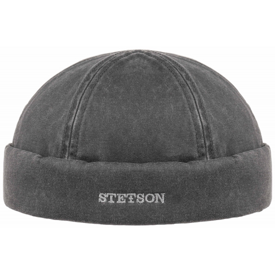 Quimper Docker Cap Black Cotton - Stetson