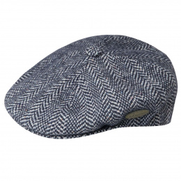 Wool Herringbone Navy Cap Beret - Kangol