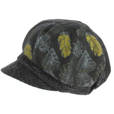 Black Palaka Newsboy Cap - TRACLET feather pattern Reference: 6060 | Traclet Hat Shop