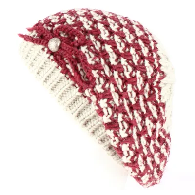 Burgundy/Beige Rosa Beret / Beanie - Traclet) Reference: 2980 | Traclet Hat Shop