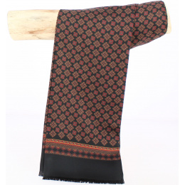 Men's Black Scarf with Brown Patterns Silk - CITY SPORT