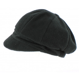 Abby Fleece Newsboy Cap Black - TRACLET