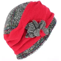 Toque Ethel Laine Rouge/Grise - Traclet Reference : 1619 | Chapellerie Traclet