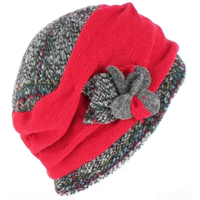 Ethel Red/Gray Wool Toque - Traclet Reference: 1619 | Traclet Millinery