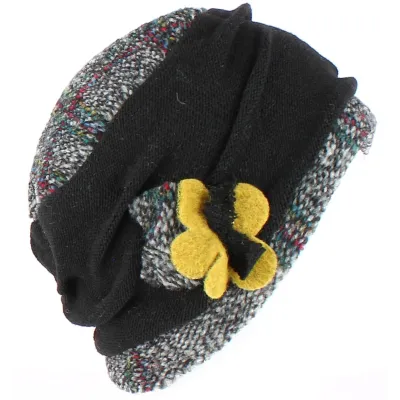 Toque Ethel Laine Noir/Gris- Traclet Reference : 2240 | Chapellerie Traclet