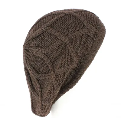 Brown Knitted Roberti Beret - TracletBuy angora hat-Hat-Blue-Black Knitted beret Reference: 7281 | Traclet Hat Shop