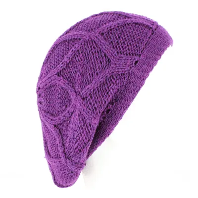 Purple Knitted Roberti Beret - Traclet-Buy angora hat-Knitted beret Red Reference : 7283 | Chapellerie Traclet