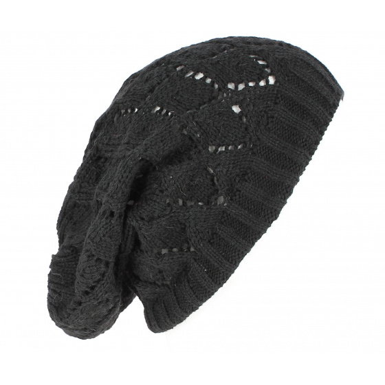 Oversized Cheyenne Black Beanie - Traclet