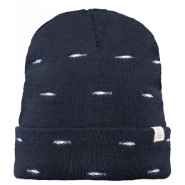 Vinson Navy Blue Fish Embroidered Beanie - Barts