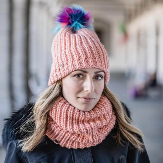 Knitted Dania Polar Beanie Orange - Buff