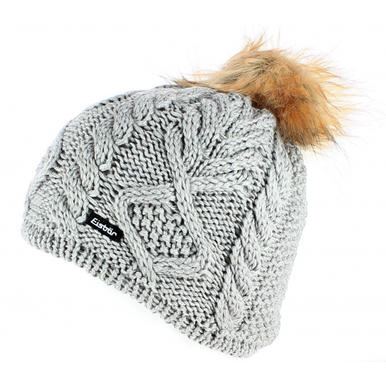 Mirella Lux hat with grey pompom - Eisbär