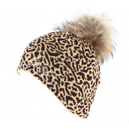 Alicia Wool Fur Pompom Beanie - Eisbär