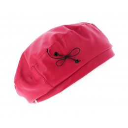 Red Faux Leather Candide Beret - Traclet