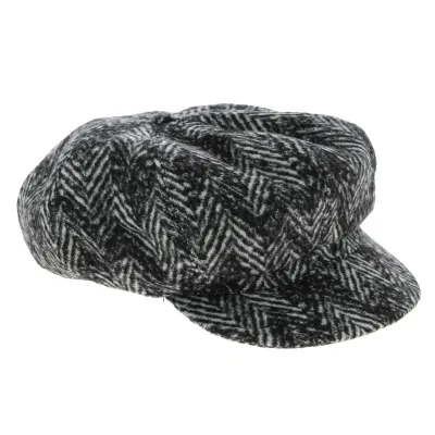 Newton Newsboy Cap in Grey Herringbone Wool - Traclet Reference: 8474 | Chapellerie Traclet