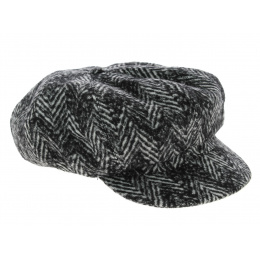 Newton Newsboy Cap in Herringbone Print Wool - Traclet