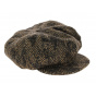 Lynn Wool Newsboy Cap with Herringbone Print - Traclet