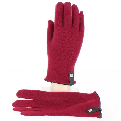 Seville Touch Screen Wool & Cashmere Gloves Burgundy/Black - Traclet Reference: 8512 | Traclet Hat Shop