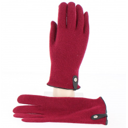 Seville Touch Screen Wool & Cashmere Gloves Burgundy & Black - Traclet