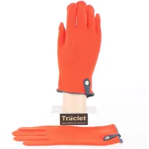 Gants Tactiles Séville Laine & Cachemire Orange/Marine - Traclet Reference : 8520 | Chapellerie Traclet