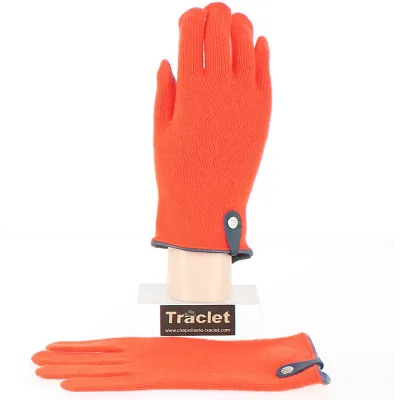 Gants Tactiles Séville Laine & Cachemire Orange/Marine - Traclet Reference : 8520 | Chapellerie Traclet