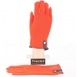 Seville Touchscreen Wool & Cashmere Gloves Orange/Navy - Traclet