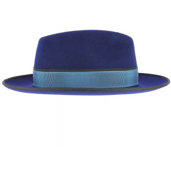 Royal Blue Wool Felt Fedora Hat Isidore - Fléchet