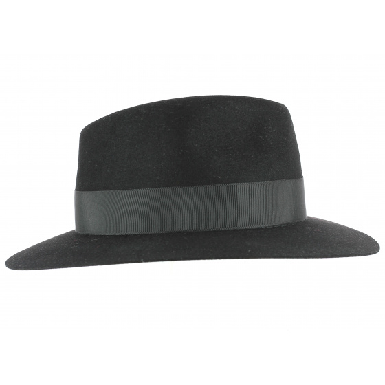 Traveller Hat - Sylvestre Fedora Black Fur Felt-Fléchet