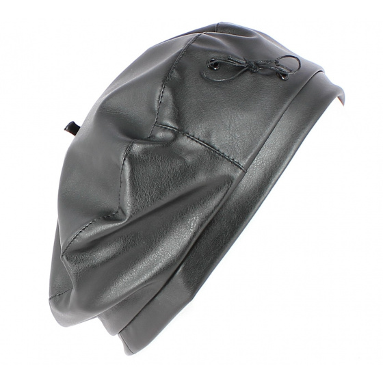 Beret Candide Imitation Leather Black - Traclet