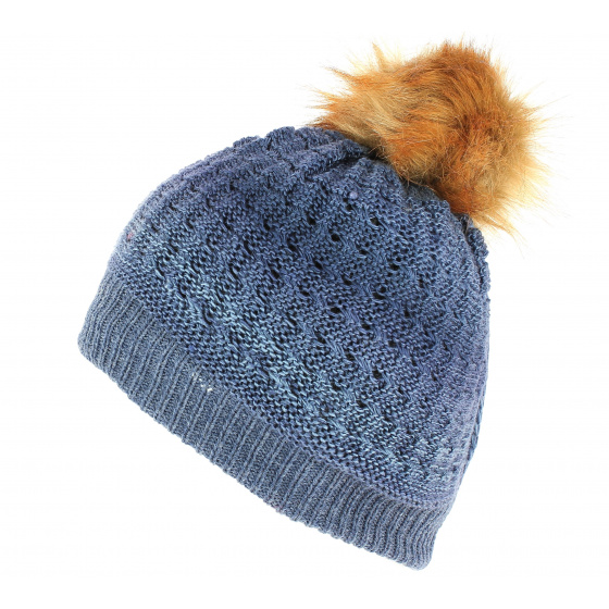 Blue Marie Pom Pom Beanie - Traclet