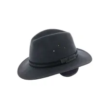 Chapeau Traveller Mac Eye Cache-Oreilles Feutre Laine Anthracite- Herman Reference : 8548 | Chapellerie Traclet