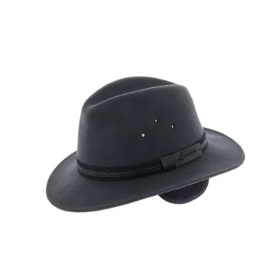 Chapeau Traveller Mac Eye Cache-Oreilles Feutre Laine Anthracite- Herman Reference : 8548 | Chapellerie Traclet
