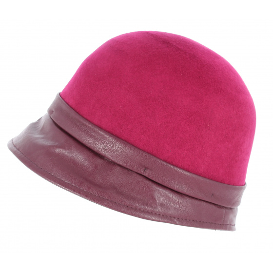 Evelina Burgundy Felt Cloche Hat - Traclet