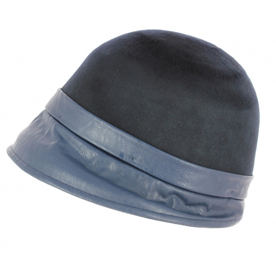 Chapeau Cloche Feutre Evelina Marine- Traclet