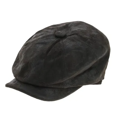 Chocolate Leather Hatteras Newsboy Cap - Aussie Apparel Reference: 8561 | Traclet Hat Shop