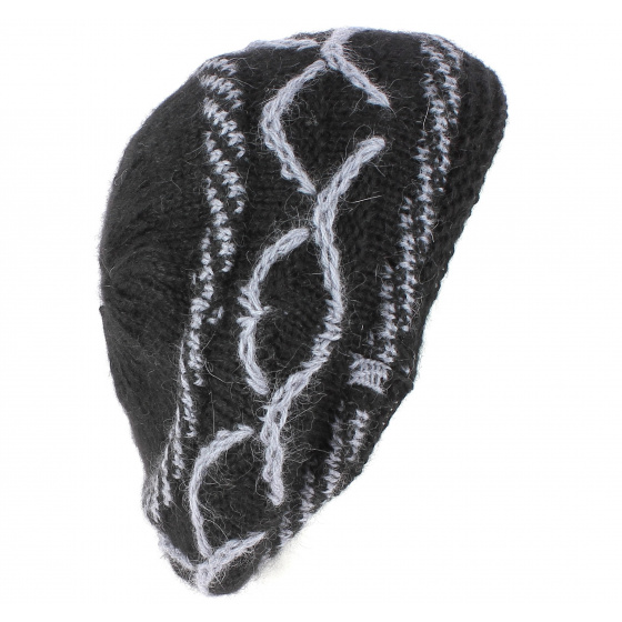 Black Angora Lecce knit bonnet - Traclet