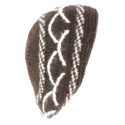 Lecce Brown Angora Knit Beret / Beanie - Traclet - buy knit beret Reference: 3193 | Traclet Hat Shop