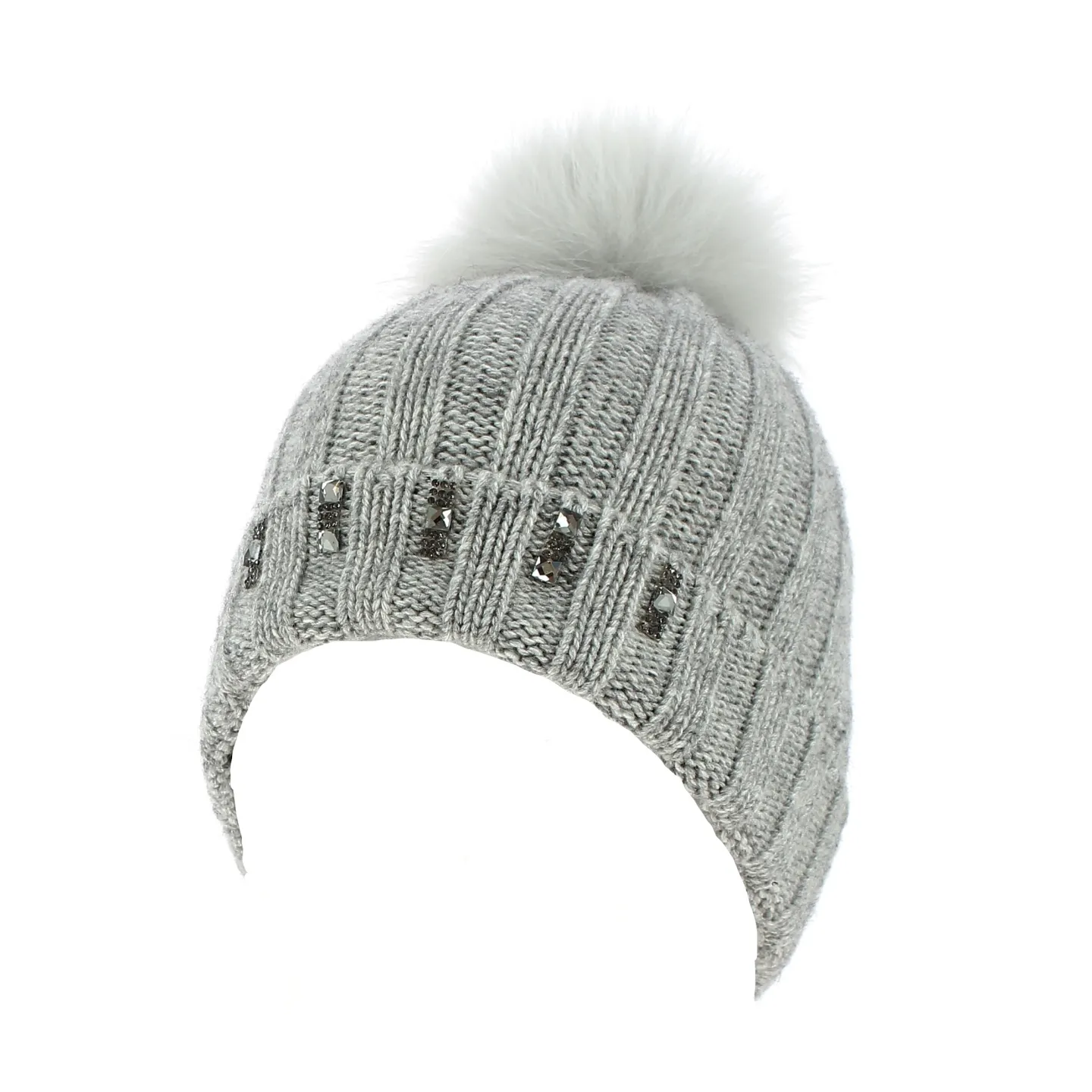 Bonnet Foxy Pompon Fourrure Renard Traclet Gris Reference : 6508 | Chapellerie Traclet