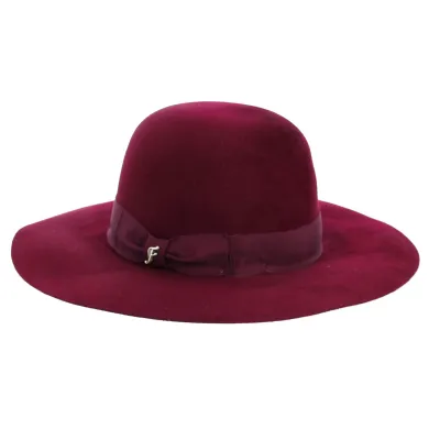Lyne Burgundy Rabbit Felt Wide-Brim Hat - Fléchet Reference: 8583 | Chapellerie Traclet