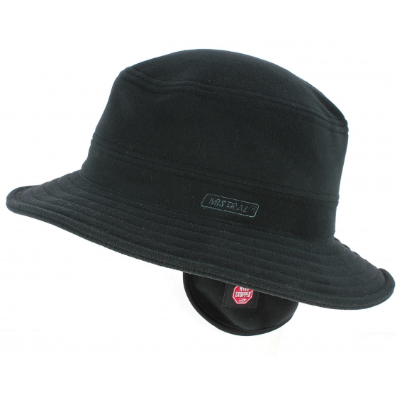 Black Gore Windstopper Bucket Hat with Ear Flaps - Crambes