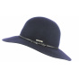Audrey Navy Wool Felt Wide Brim Hat - Traclet